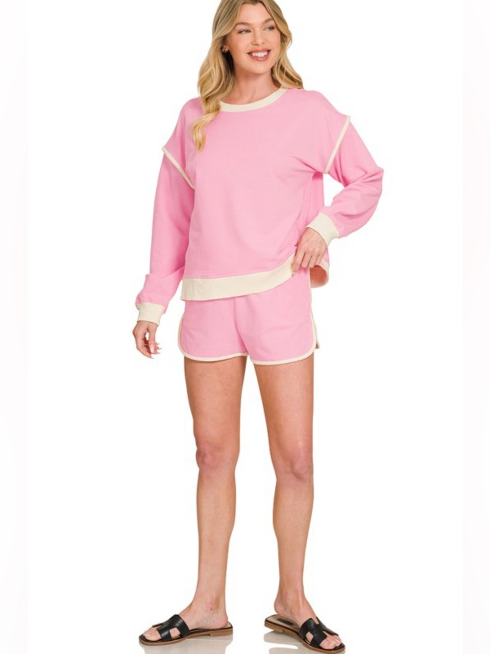 French Terry Pullover & Shorts Set – Candy Pink - Picture 4 of 4